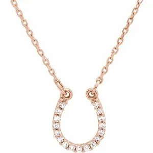 14K Rose .07 CTW Diamond Horseshoe 16" Necklace