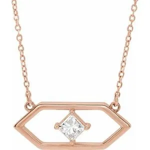14K Rose 1/4 CTW Diamond Geometric 18" Necklace