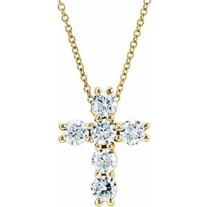 14K Rose 1/4 CTW Natural Diamond Cross 18" Necklace