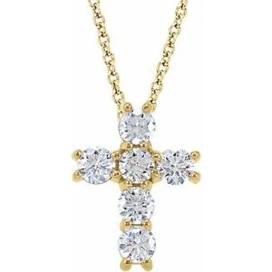 14K Rose 1/4 CTW Natural Diamond Cross 18" Necklace