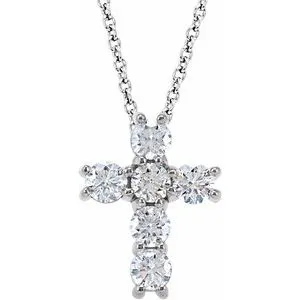 14K Rose 1/4 CTW Natural Diamond Cross 18" Necklace