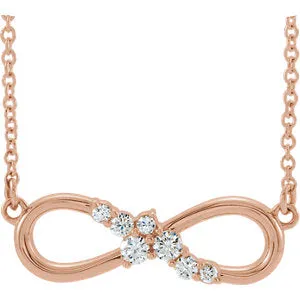 14K Rose 1/8 CTW Diamond Infinity-Inspired Bar 18" Necklace