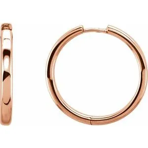 14K Rose 34.2 mm Hinged Hoop Earrings