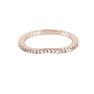 14K Rose Gold 0.13 Cttw Diamond Curved Ring (0.13 Cttw, I-J Color, I2-I3 Clarity) Curved Band Ring | Wedding Guard Band Ring Stackable Band Contour Guard Ring Half Eternity Ring