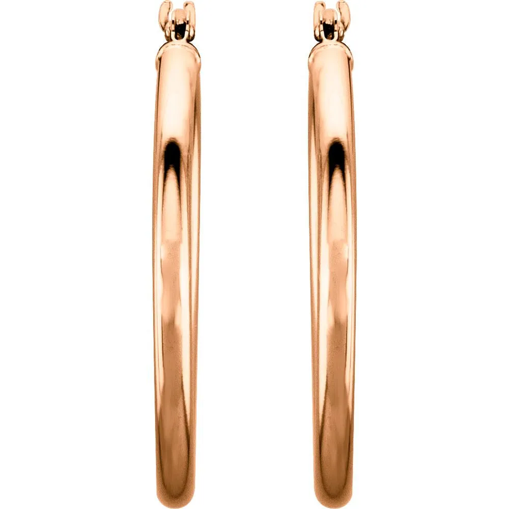 14k Rose Gold 25mm Hoop Earrings