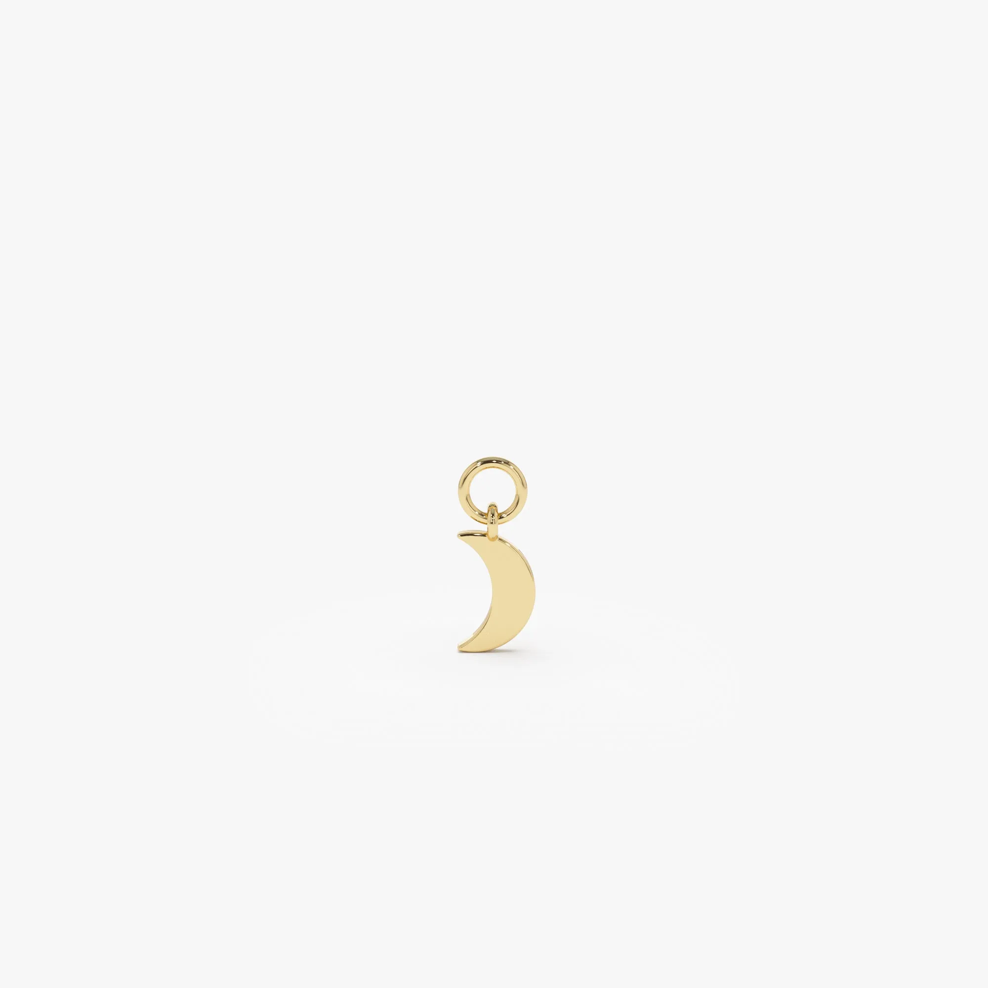 14k Solid Crescent Hoop Charm