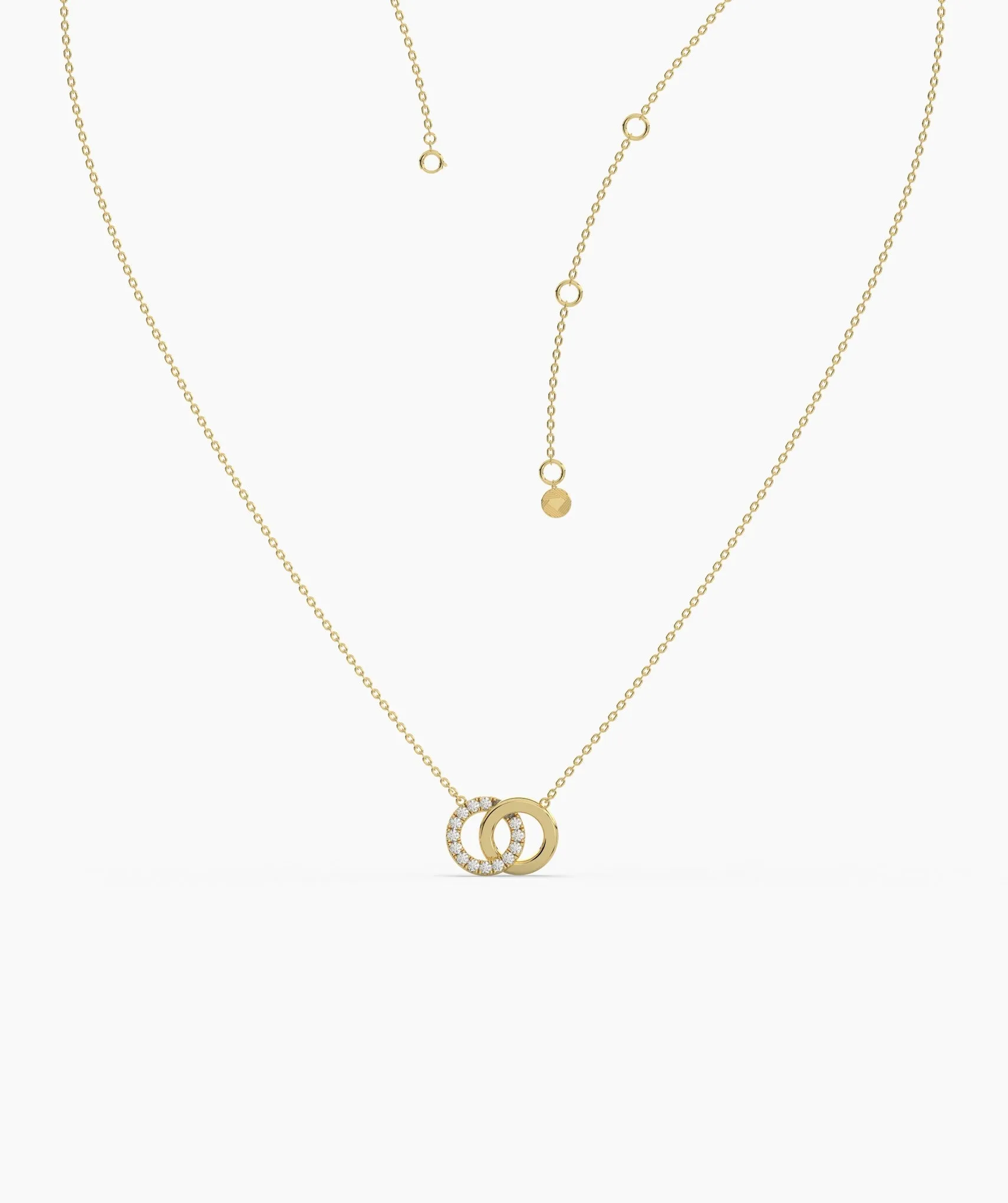 14K Solid Gold Interlocking Circles Necklace
