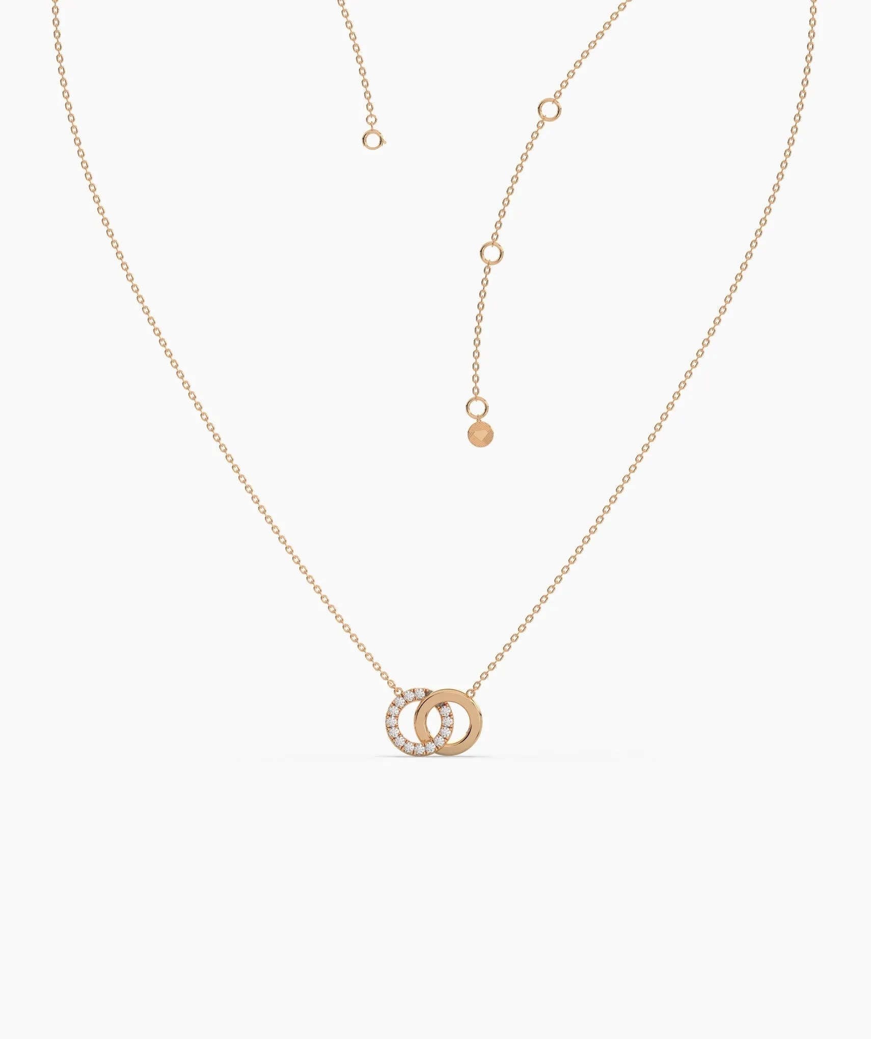14K Solid Gold Interlocking Circles Necklace