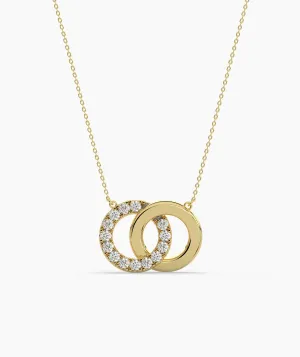 14K Solid Gold Interlocking Circles Necklace