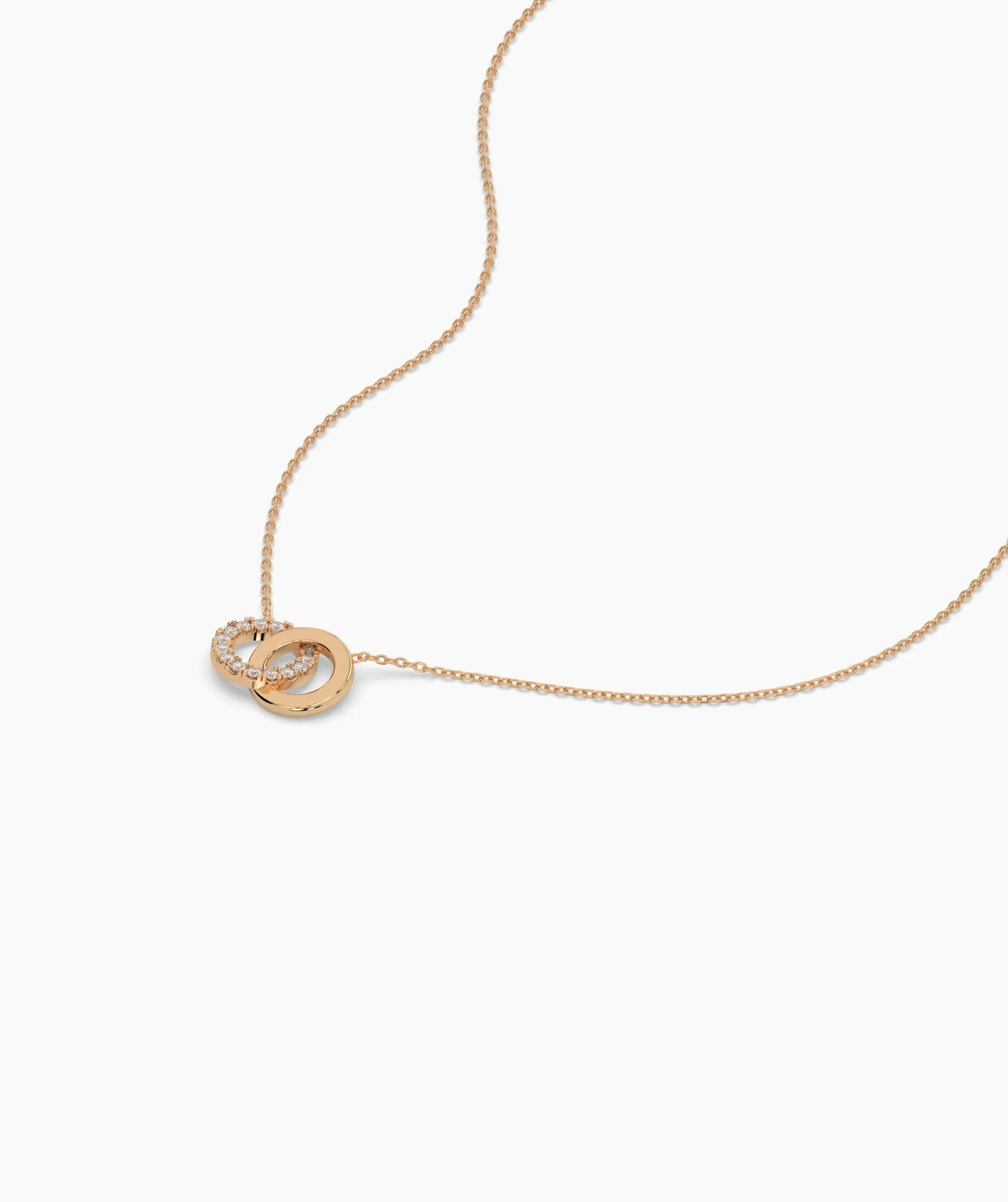 14K Solid Gold Interlocking Circles Necklace