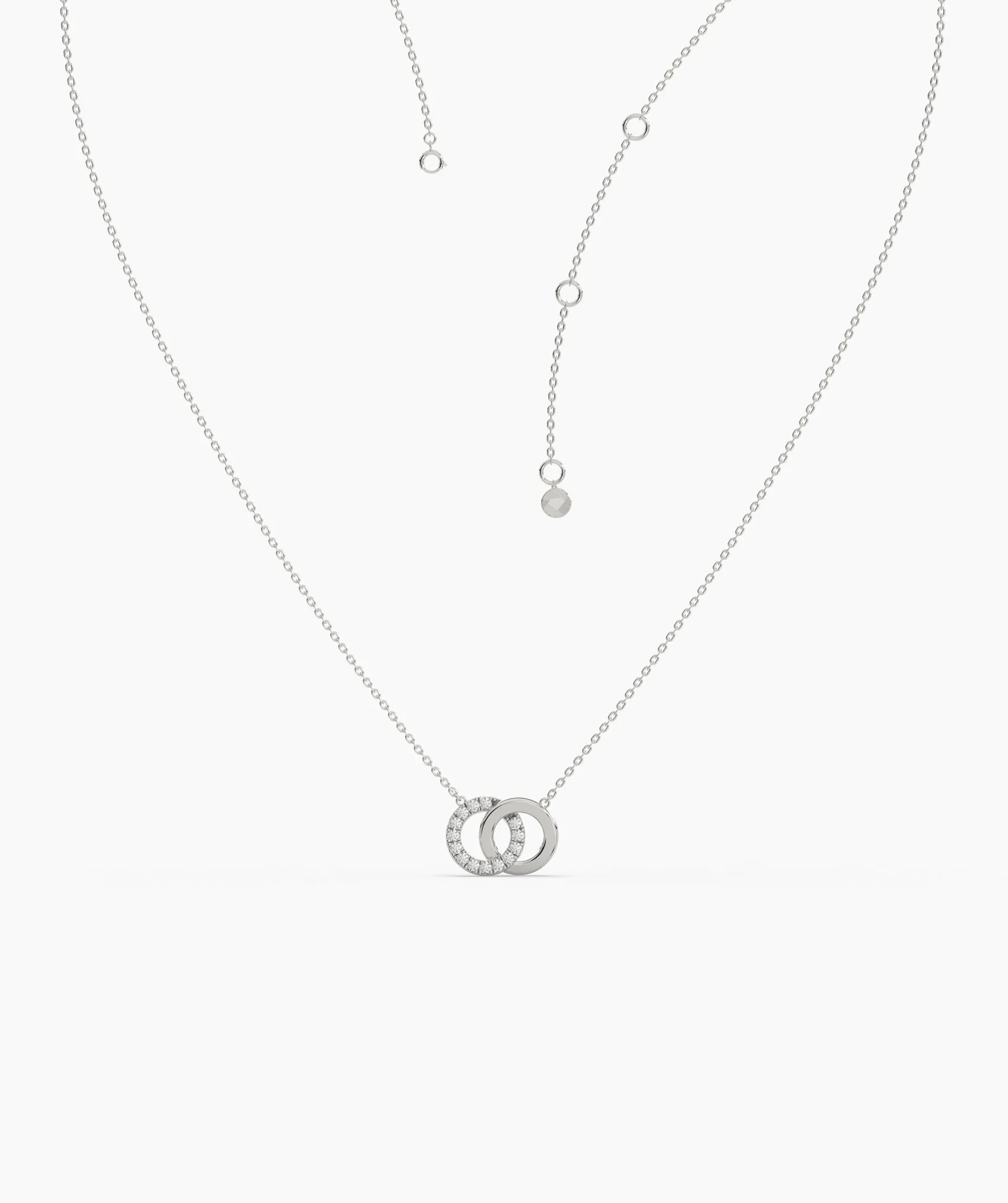 14K Solid Gold Interlocking Circles Necklace
