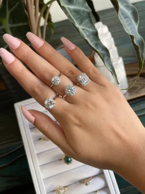 14K Solid Sphere Moissanite Ring