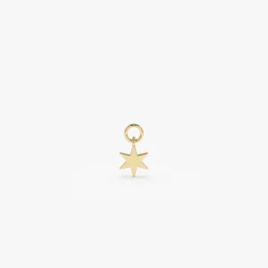 14k Solid Star Hoop Charm
