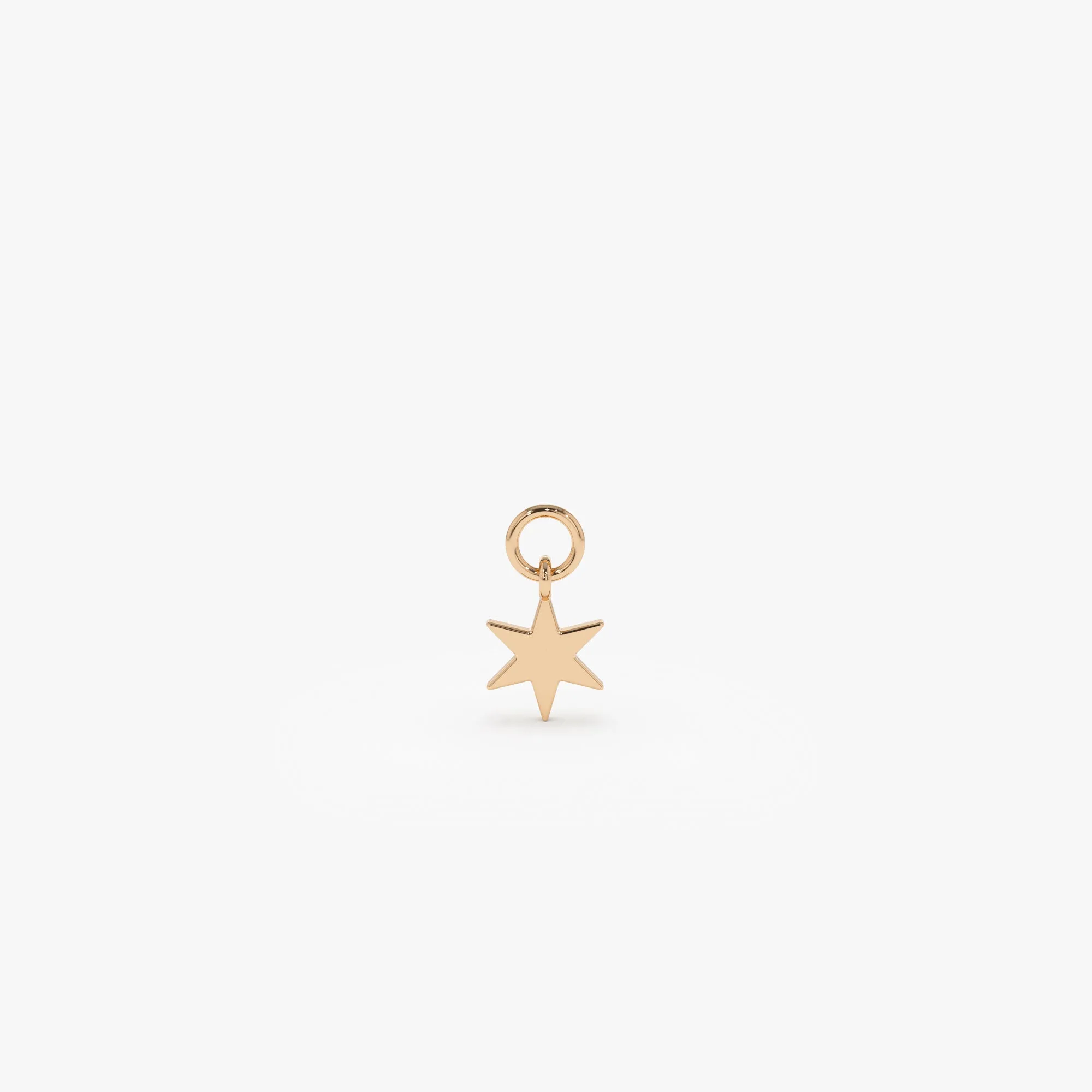 14k Solid Star Hoop Charm