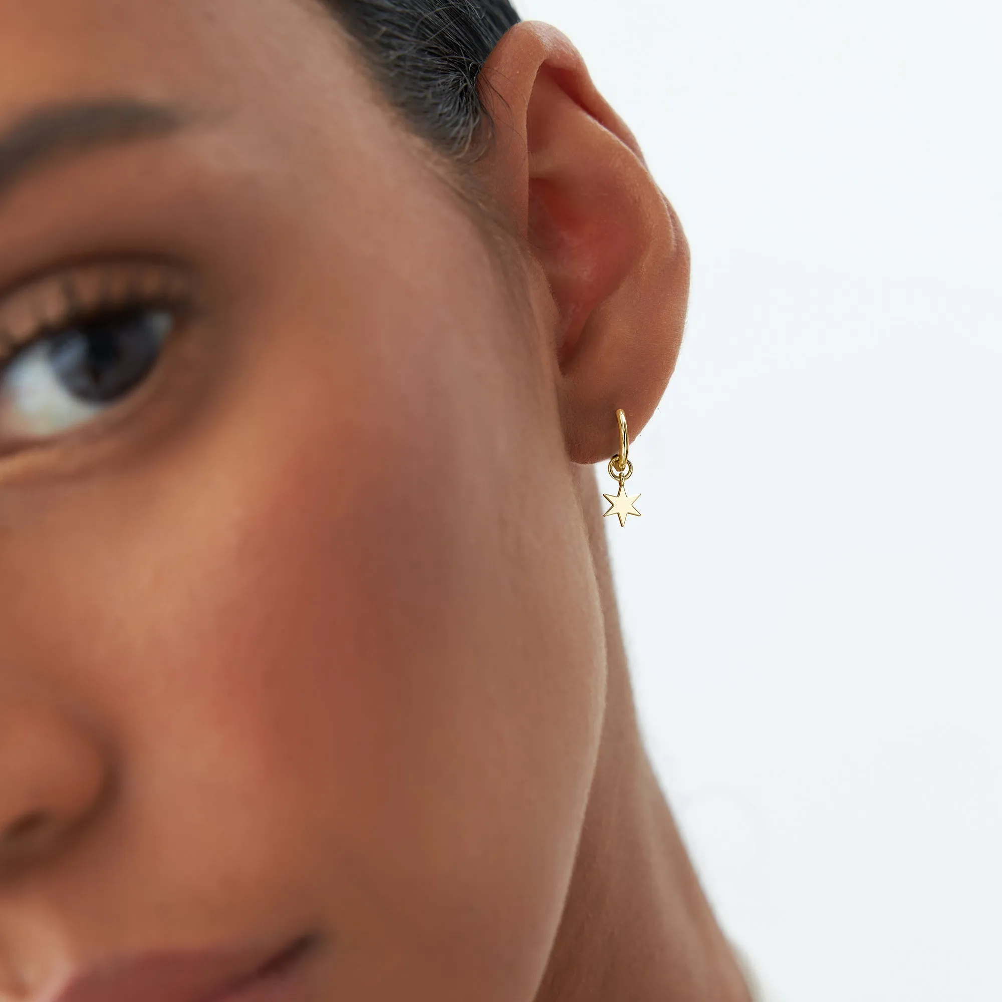 14k Solid Star Hoop Charm