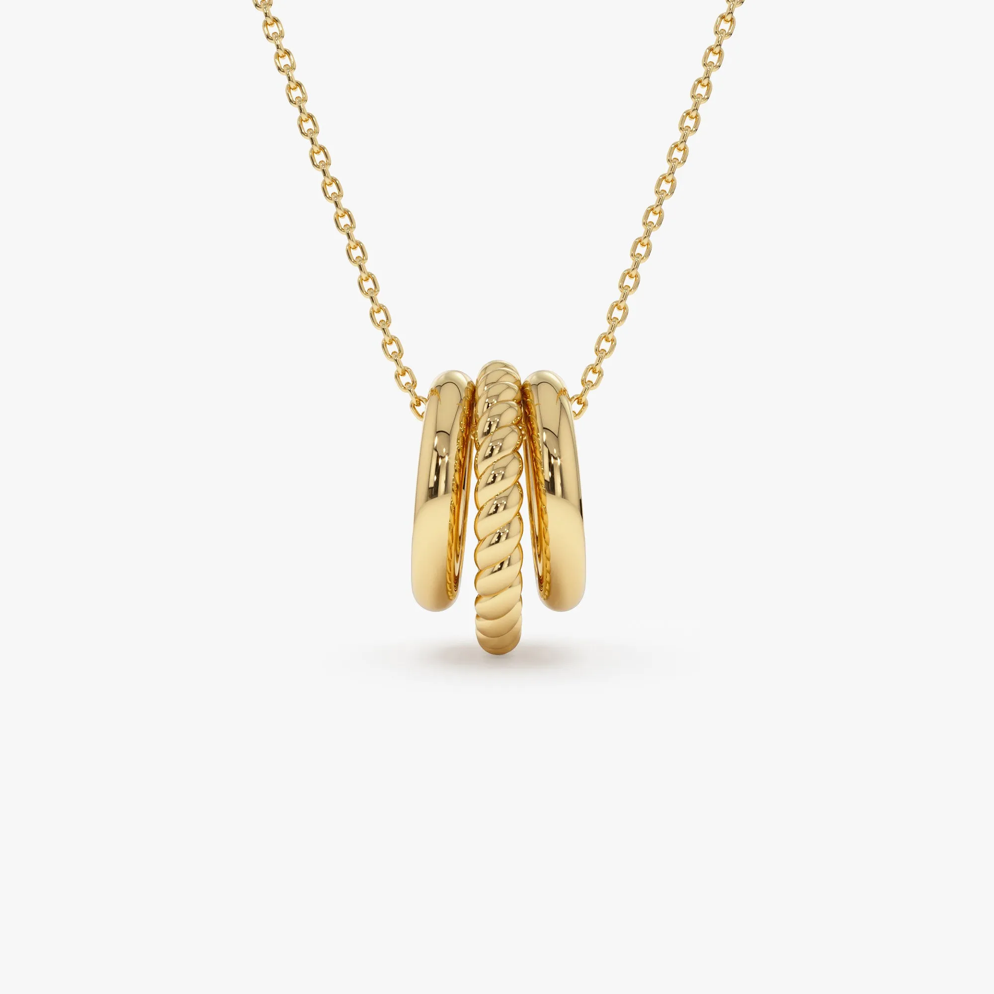 14k Three Ring Eternity Circle Necklace