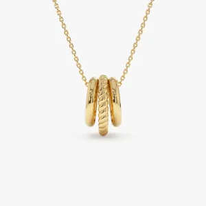 14k Three Ring Eternity Circle Necklace
