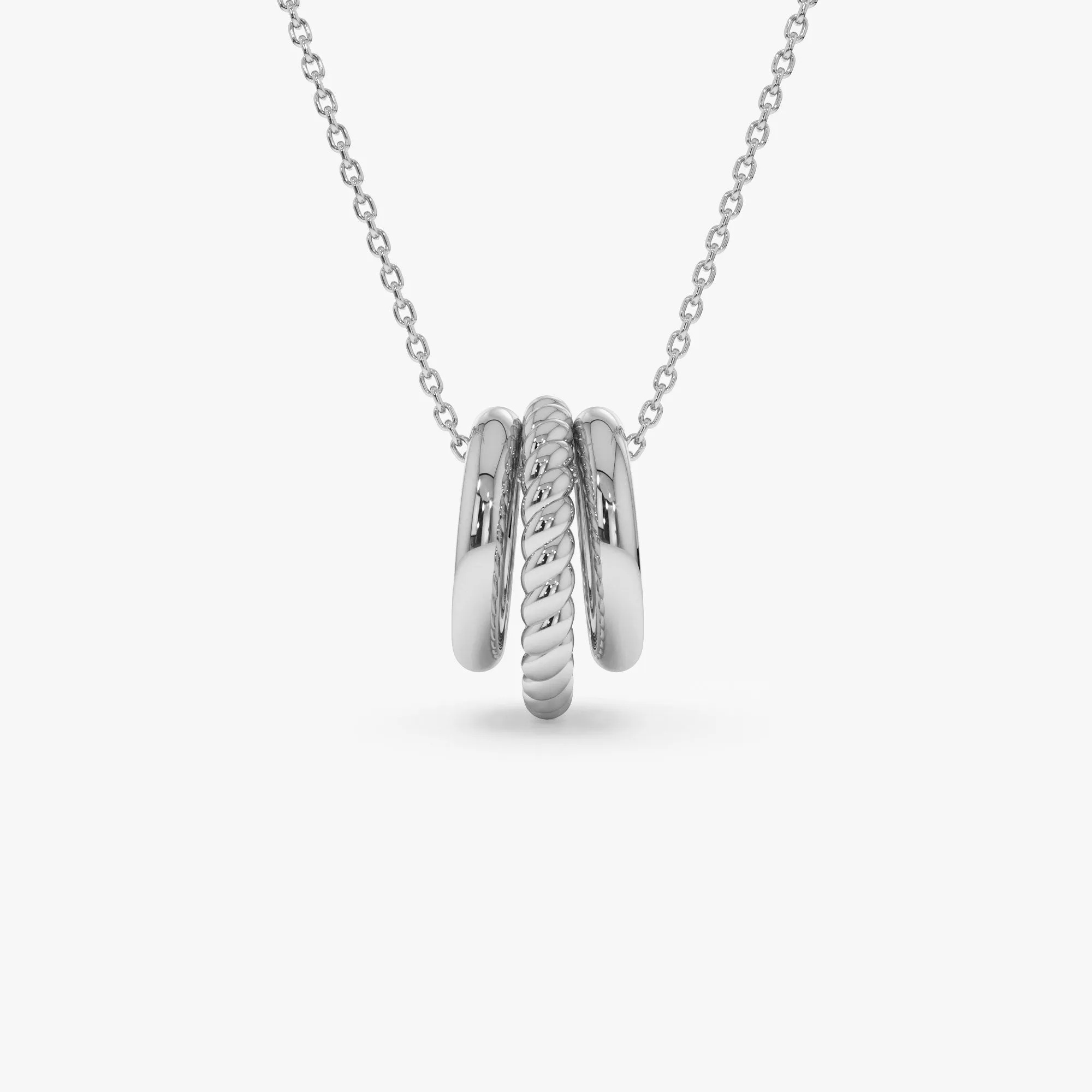 14k Three Ring Eternity Circle Necklace