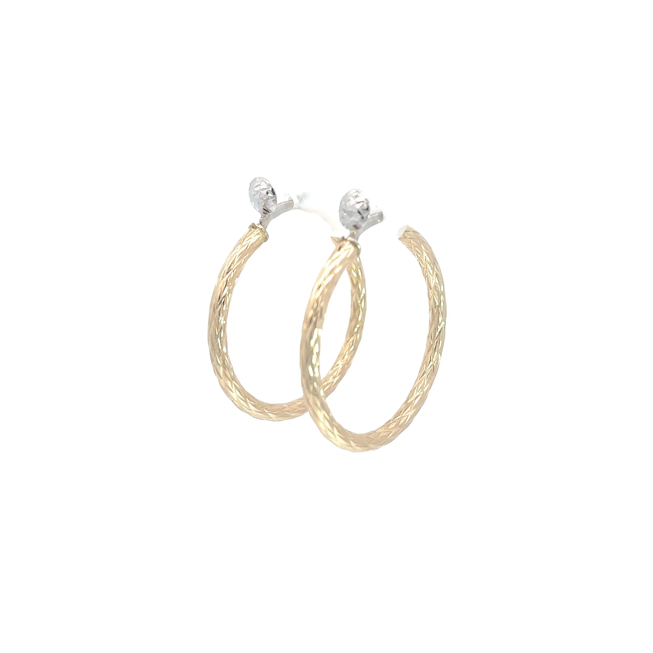 14K TWO TONE TWISTED HOOPS 3 GRAM 1/2 INCH