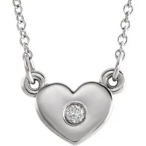 14K White .03 CTW Diamond Heart 16" Necklace