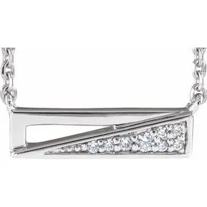 14K White .05 CTW Diamond Bar 18" Necklace