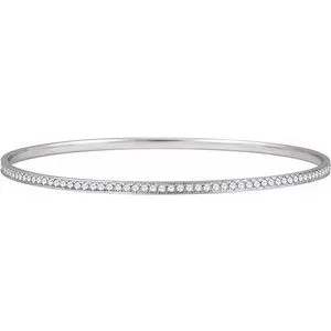 14K White 1 1/2 CTW Diamond Bangle Bracelet 7"