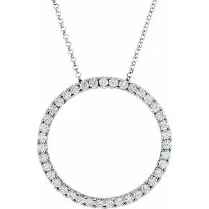14K White 1 CTW Diamond Circle 18" Necklace
