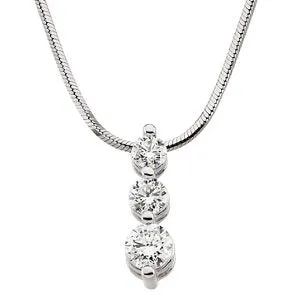 14K White 1 CTW Diamond Three-Stone 18" Necklace