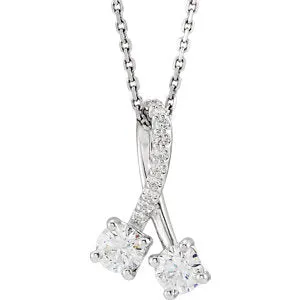 14K White 1/2 CTW Diamond Freeform 16-18" Necklace