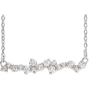 14K White 1/3 CTW Diamond Scattered Bar 16" Necklace