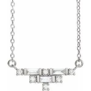 14K White 1/4 CTW Diamond Art Deco 18" Necklace