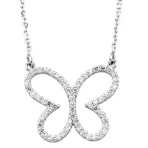 14K White 1/4 CTW Diamond Butterfly 16" Necklace