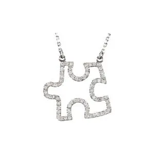 14K White 1/4 CTW Diamond Puzzle Piece 16.25" Necklace