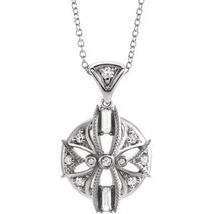 14K White 1/4 CTW Diamond Vintage-Inspired 16-18" Necklace