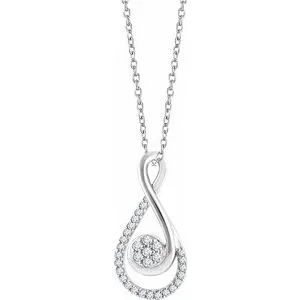 14K White 1/5 CTW Diamond Freeform 16-18" Necklace