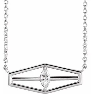 14K White 1/6 CT Diamond Geometric 18" Necklace