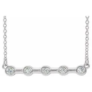 14K White 1/6 CTW Diamond Bezel-Set Bar 18" Necklace