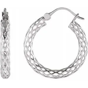 14K White 21x2.5 mm Pierced Tube Hoop Earrings