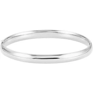 14K White 6.5 mm Hinged Bangle Bracelet