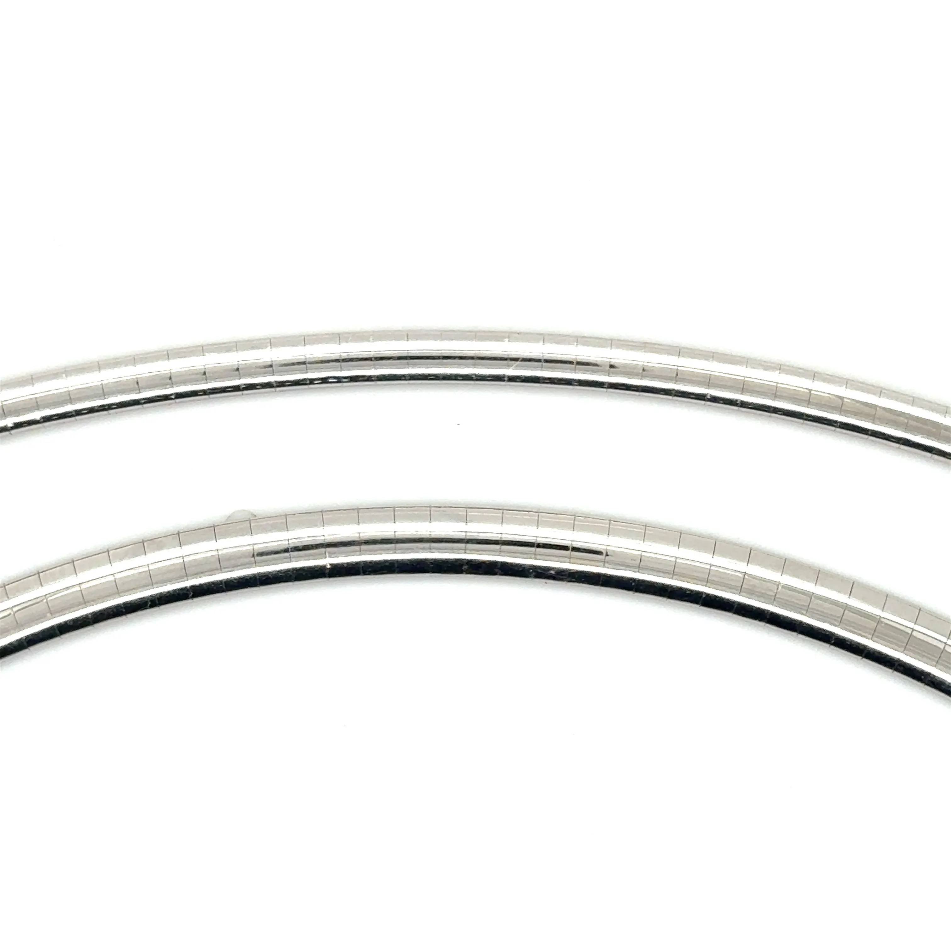 14K White Gold 3 mm and 4 mm Omega Necklaces