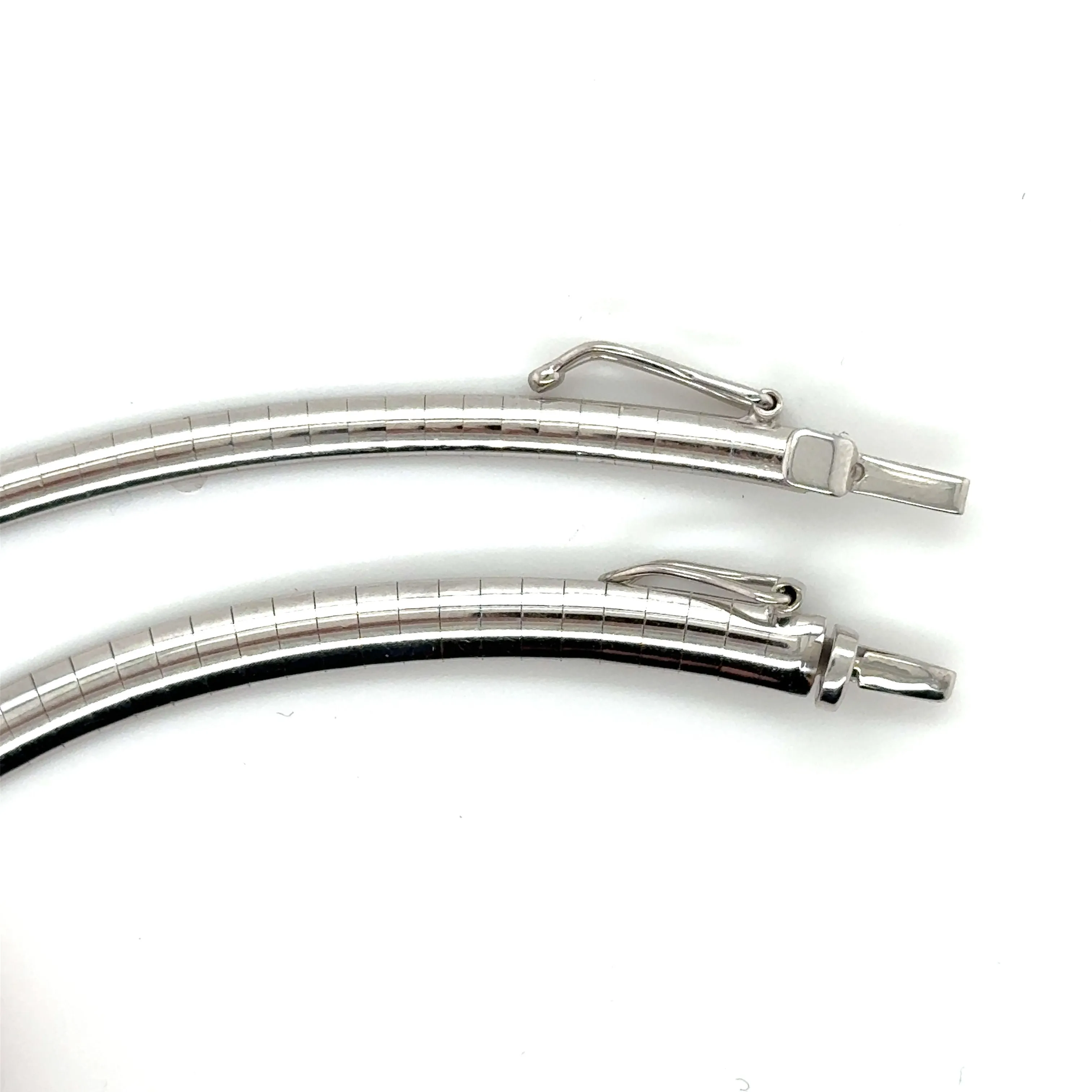 14K White Gold 3 mm and 4 mm Omega Necklaces