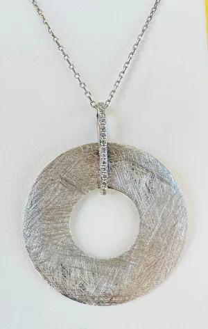 14k White Gold Circular Disk Pendant