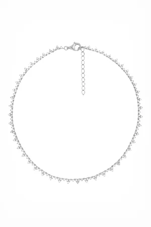 14k White Gold Diamond Triangle Cluster Tennis Necklace