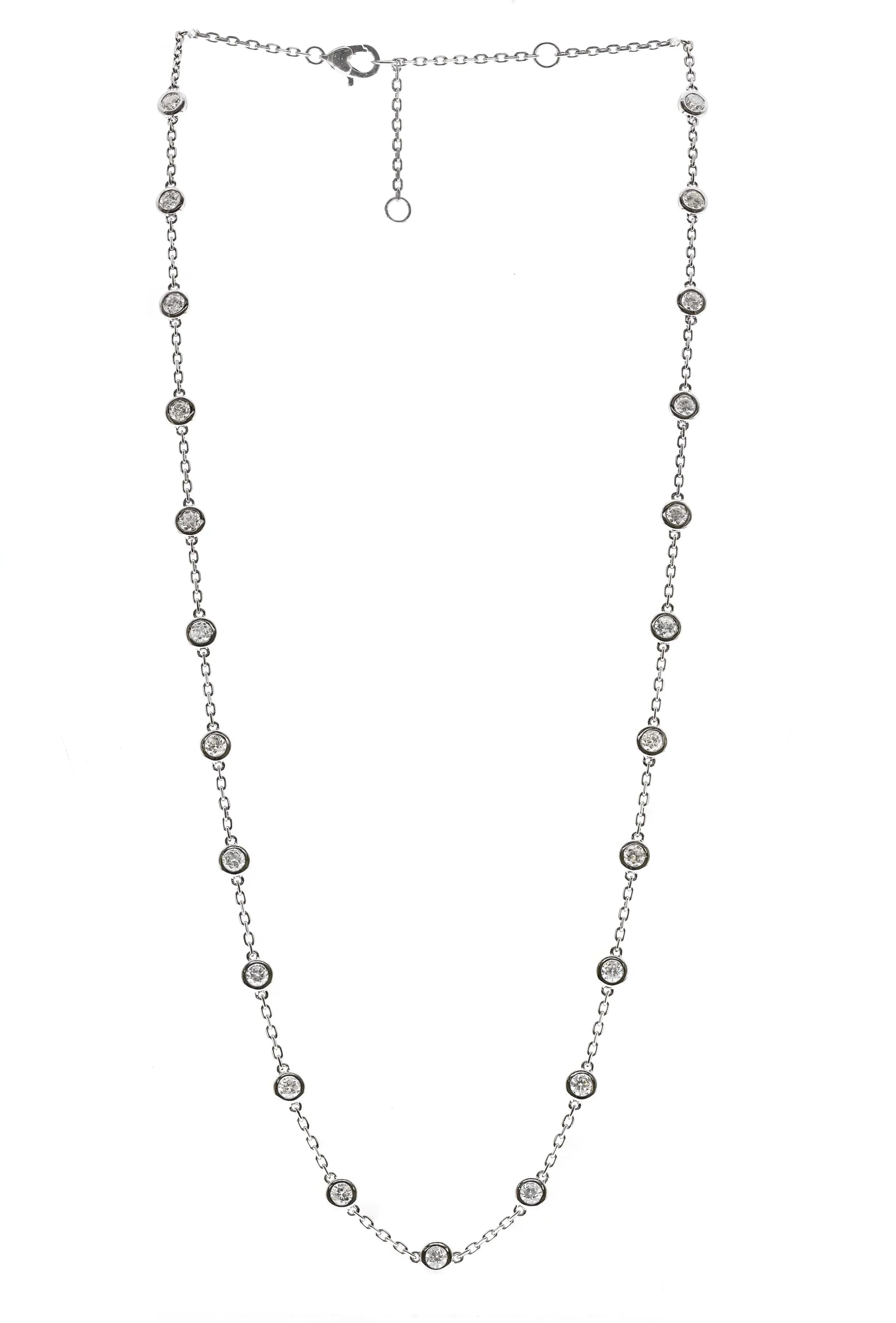 14k White Gold Diamonds by the Inch Necklace, 3.13ctw