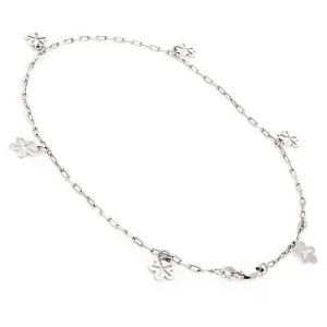 14k White Gold Flower Charm Anklet Bracelet 10" 1.65mm 3 grams