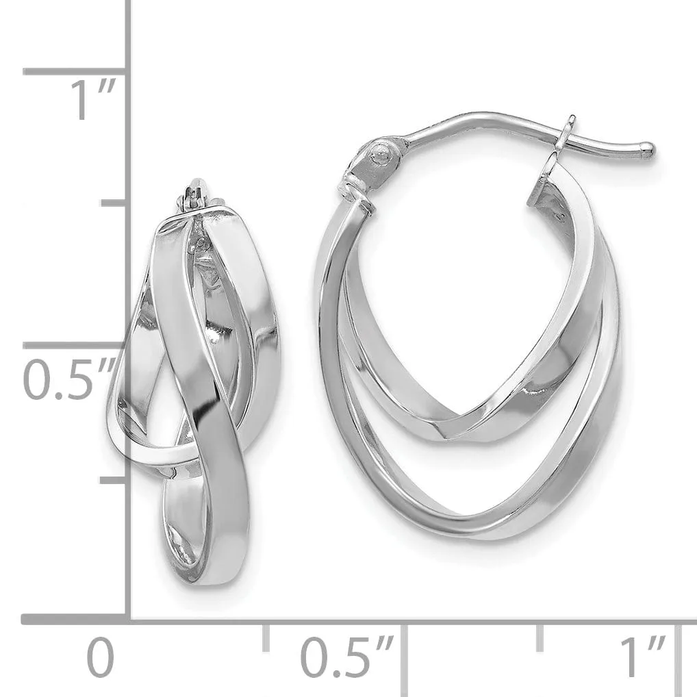 14k White Gold Hinged Hoop Earrings