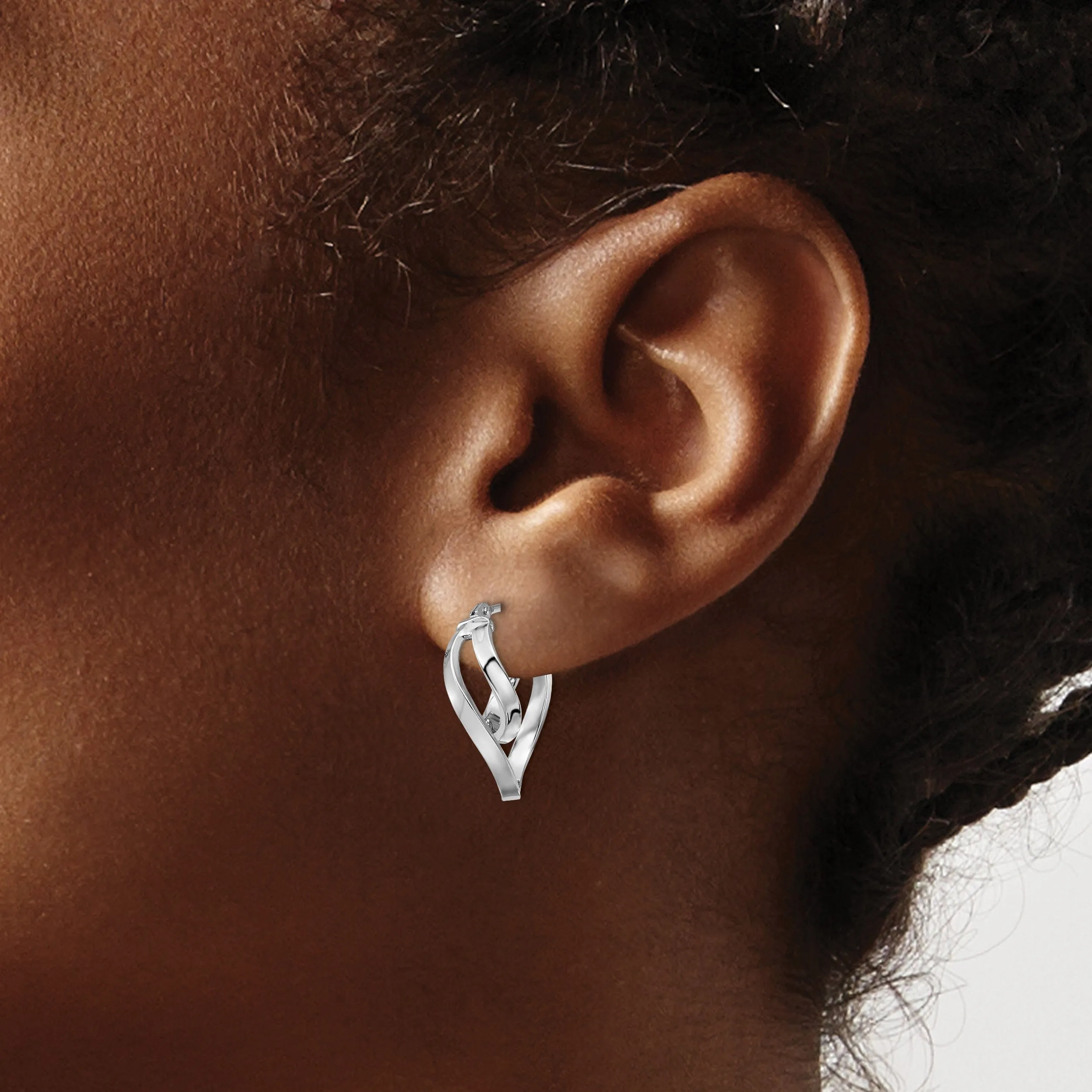 14k White Gold Hinged Hoop Earrings