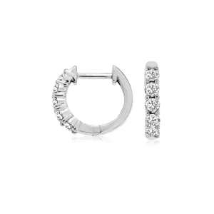 14K White Gold Petit Diamond Hoop Earrings