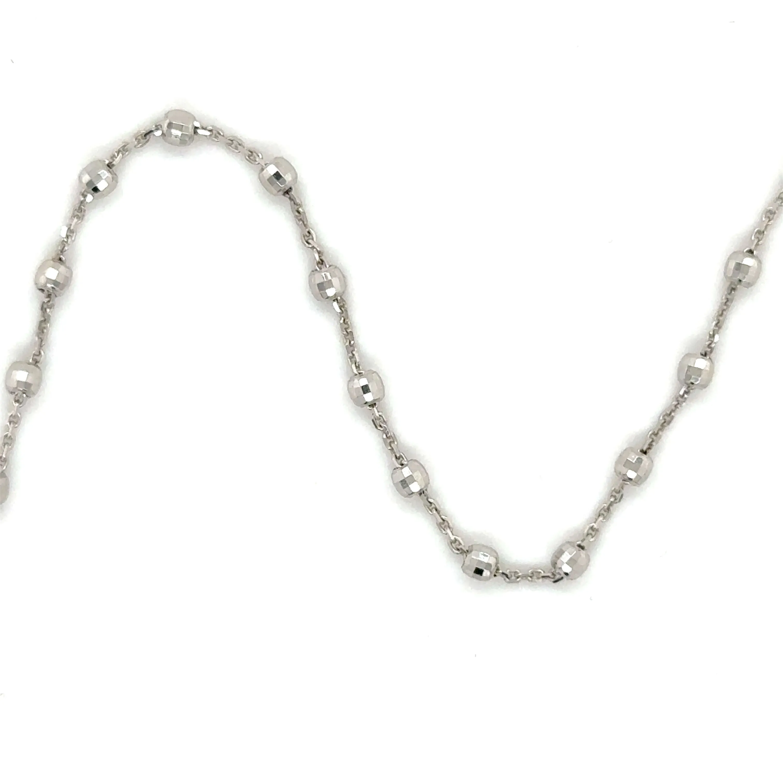 14K White Gold Saturn Bead Necklace