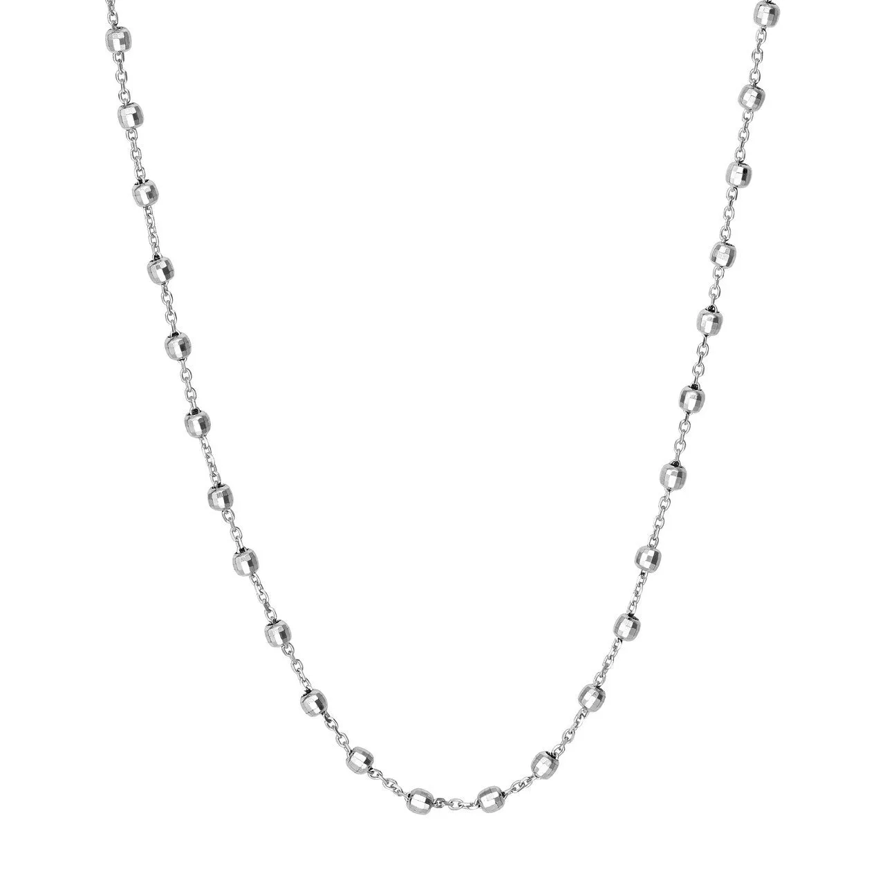 14K White Gold Saturn Bead Necklace